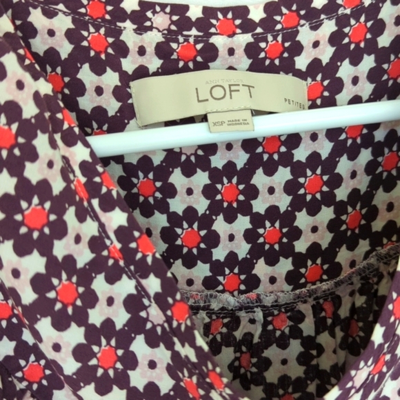 LOFT Petite Long Sleeve Mixed Media Front Pleated Blouse - Picture 2 of 2